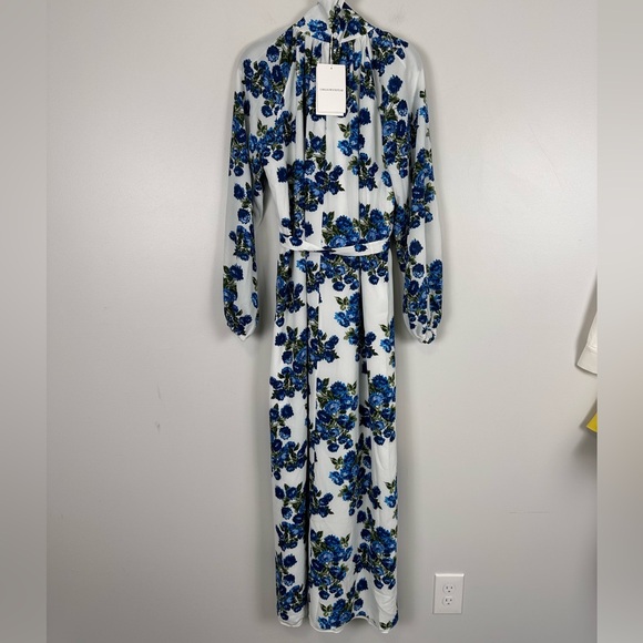 EMILIA WICKSTEAD Blue Flower Bouquet Elanda Crepe Georgette Dress - Picture 6 of 12